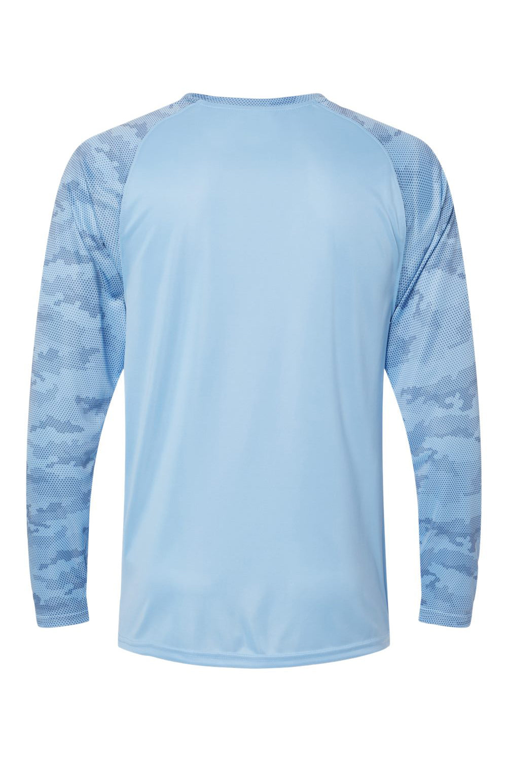 Paragon 216 Mens Cayman Performance Camo Colorblocked Long Sleeve Crewneck T-Shirt Blue Mist Flat Back