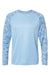 Paragon 216 Mens Cayman Performance Camo Colorblocked Long Sleeve Crewneck T-Shirt Blue Mist Flat Front