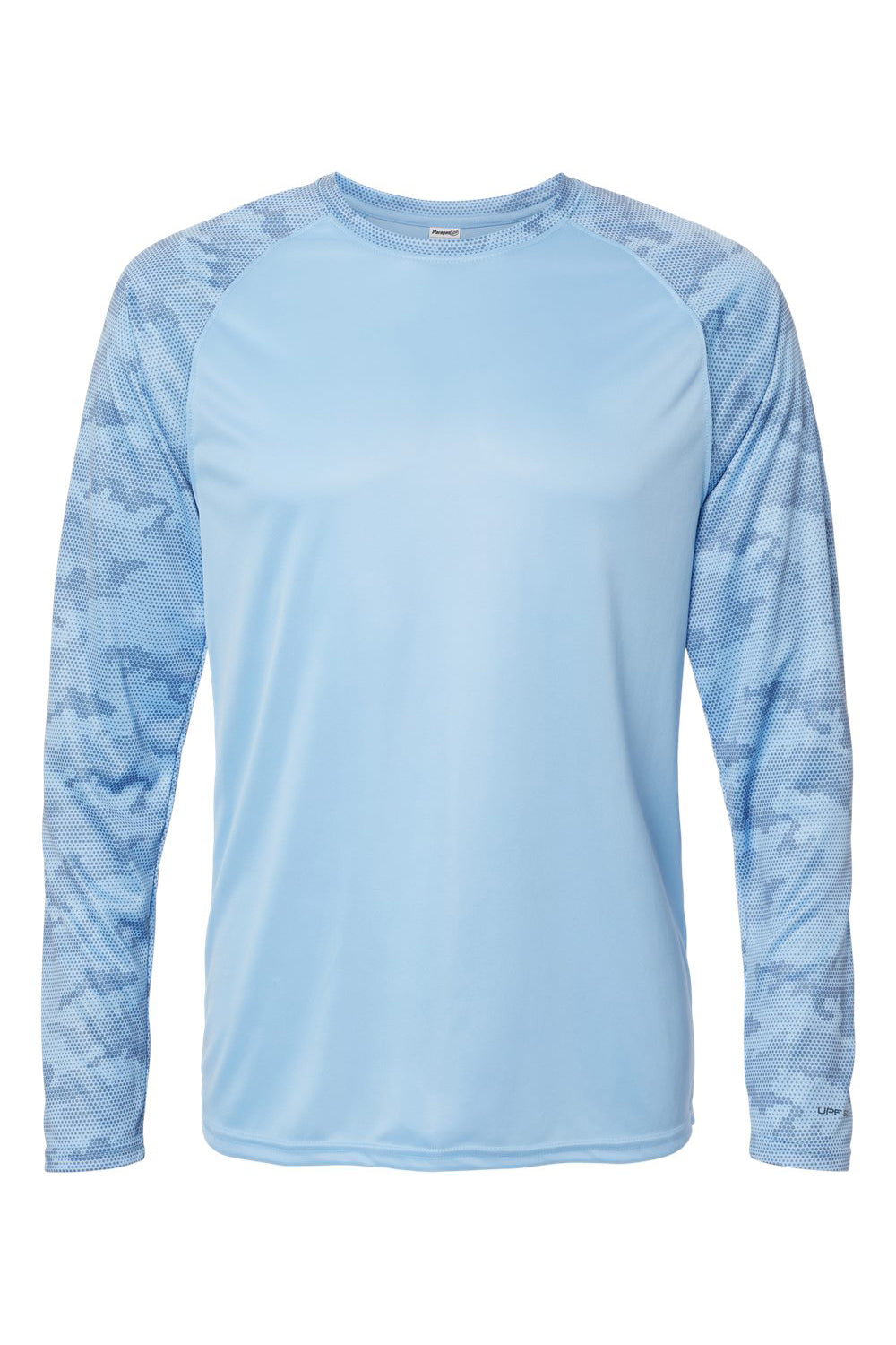 Paragon 216 Mens Cayman Performance Moisture Wicking Camo Colorblock Long Sleeve Crewneck T-Shirt Blue Mist Flat Front