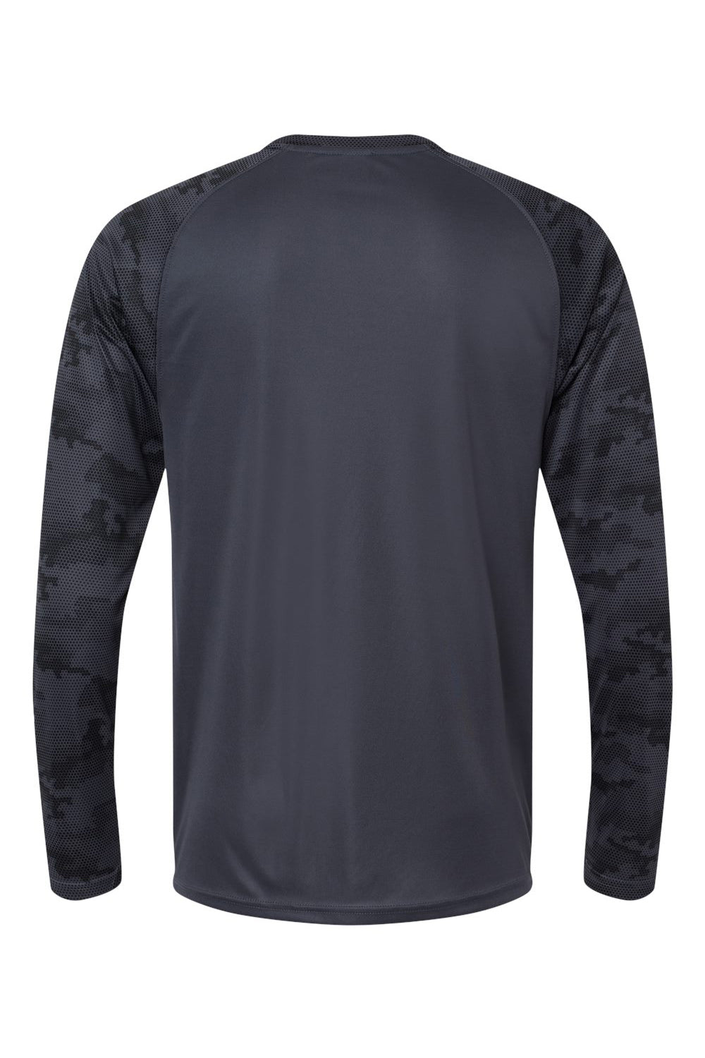 Paragon 216 Mens Cayman Performance Moisture Wicking Camo Colorblock Long Sleeve Crewneck T-Shirt Graphite Grey Flat Back