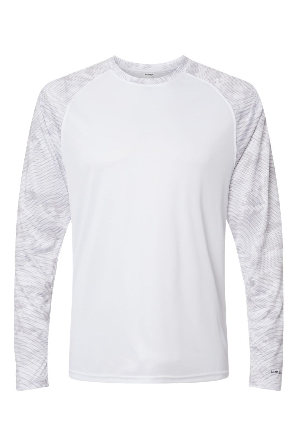 Paragon 216 Mens Cayman Performance Moisture Wicking Camo Colorblock Long Sleeve Crewneck T-Shirt White Flat Front