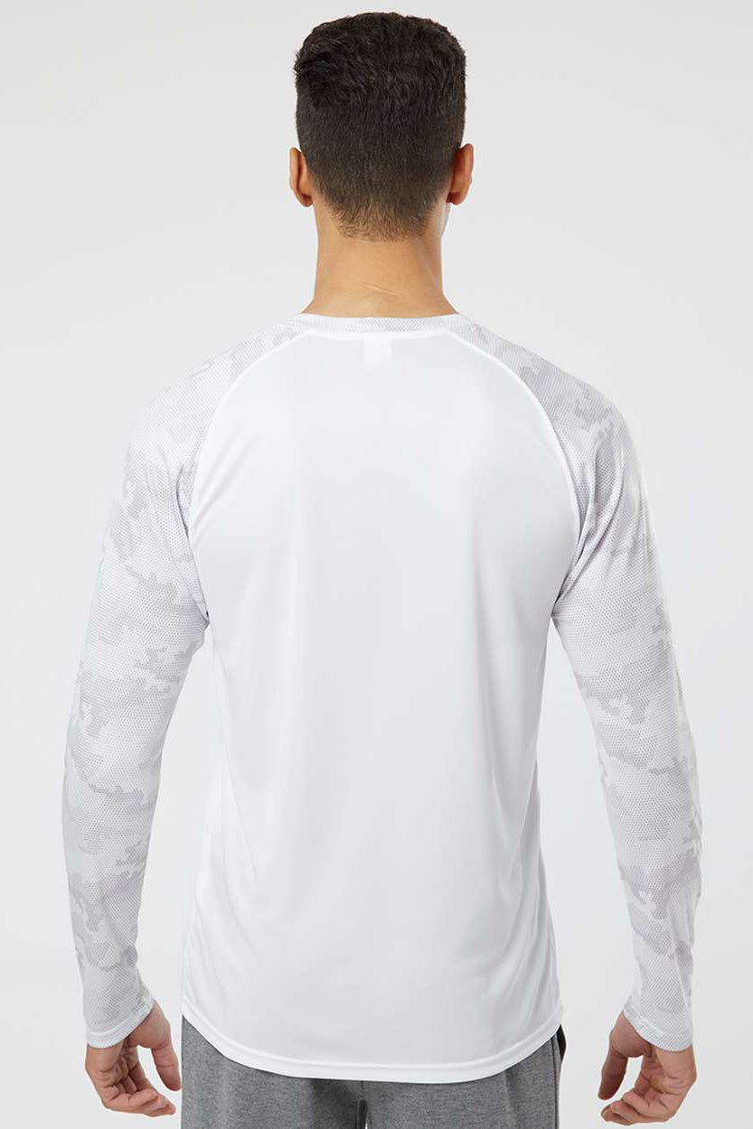 Paragon 216 Mens Cayman Performance Moisture Wicking Camo Colorblock Long Sleeve Crewneck T-Shirt White Model Back