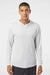 Paragon 220 Mens Bahama Performance Moisture Wicking Long Sleeve Hooded T-Shirt Hoodie Aluminum Grey Model Front
