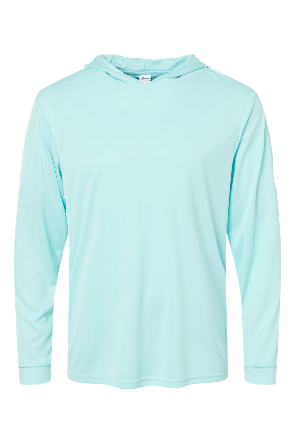 Paragon 220 Mens Bahama Performance Moisture Wicking Long Sleeve Hooded T-Shirt Hoodie Aqua Blue Flat Front