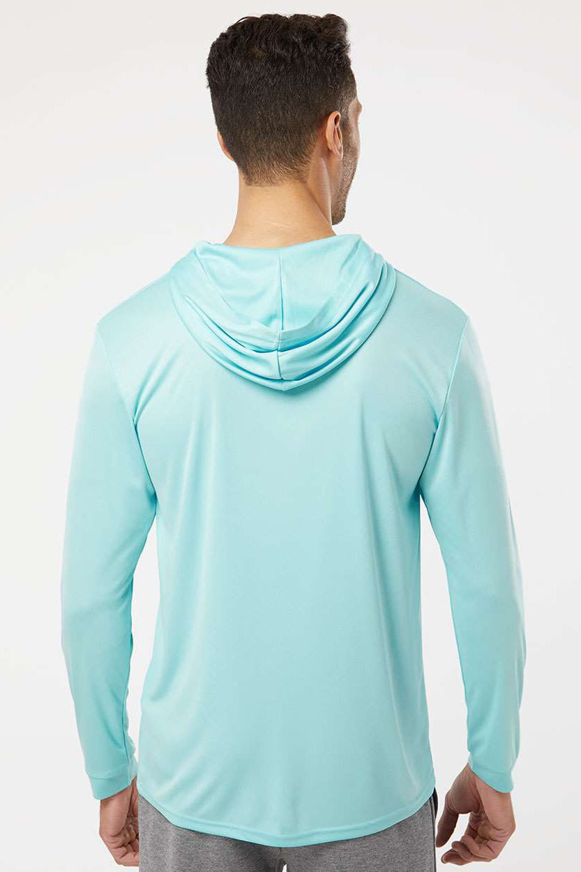 Paragon 220 Mens Bahama Performance Moisture Wicking Long Sleeve Hooded T-Shirt Hoodie Aqua Blue Model Back