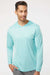 Paragon 220 Mens Bahama Performance Moisture Wicking Long Sleeve Hooded T-Shirt Hoodie Aqua Blue Model Front