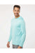 Paragon 220 Mens Bahama Performance Long Sleeve Hooded T-Shirt Hoodie Aqua Blue Model Side