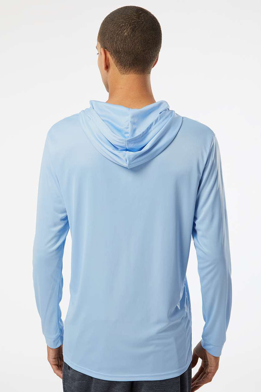 Paragon 220 Mens Bahama Performance Moisture Wicking Long Sleeve Hooded T-Shirt Hoodie Blue Mist Model Back