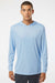 Paragon 220 Mens Bahama Performance Moisture Wicking Long Sleeve Hooded T-Shirt Hoodie Blue Mist Model Front