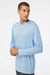 Paragon 220 Mens Bahama Performance Moisture Wicking Long Sleeve Hooded T-Shirt Hoodie Blue Mist Model Side
