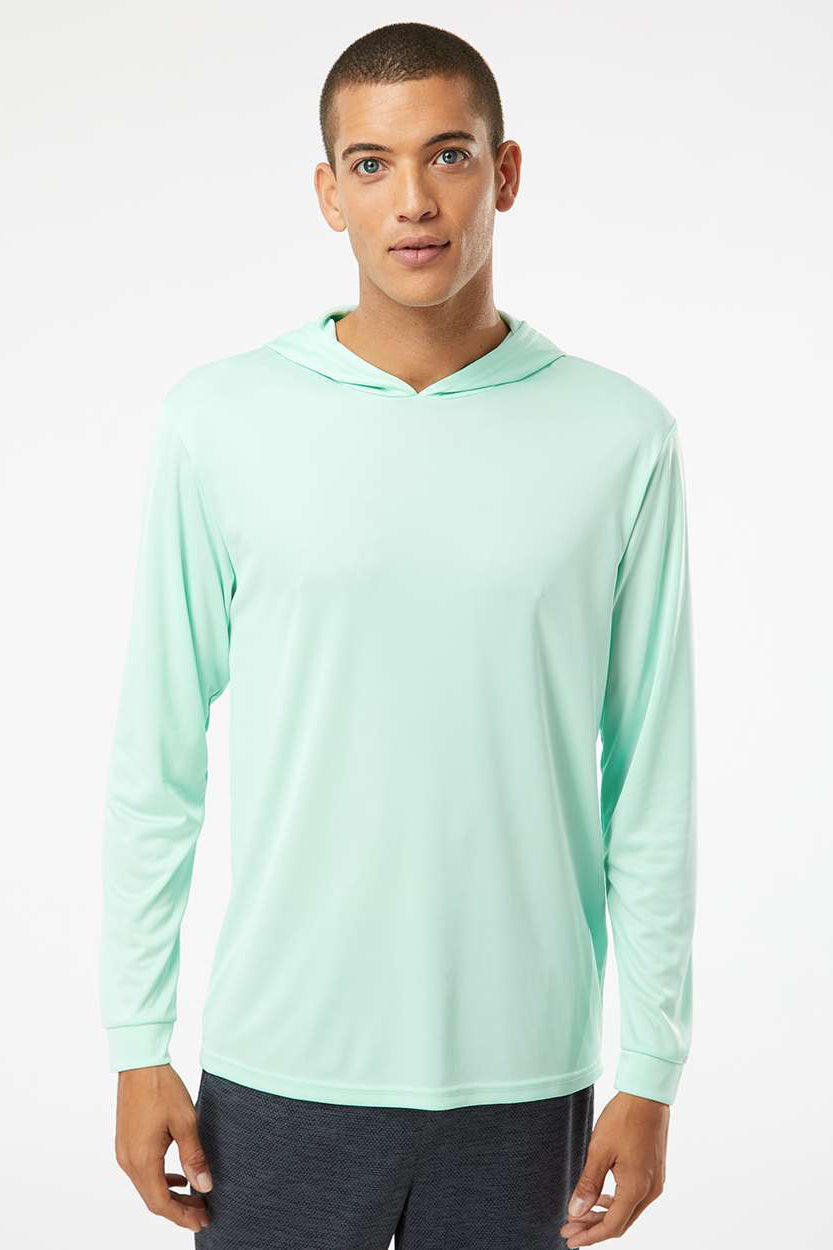 Paragon 220 Mens Bahama Performance Moisture Wicking Long Sleeve Hooded T-Shirt Hoodie Mint Green Model Front