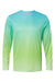 Paragon 225 Mens Barbados Performance Pin Dot Long Sleeve Crewneck T-Shirt Aqua Blue/Light Lime Green Flat Front