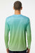 Paragon 225 Mens Barbados Performance Moisture Wicking Pin Dot Long Sleeve Crewneck T-Shirt Aqua Blue/Light Lime Green Model Back