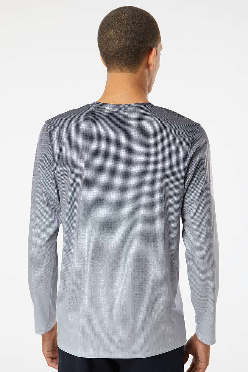Paragon 225 Mens Barbados Performance Moisture Wicking Pin Dot Long Sleeve Crewneck T-Shirt Black/Light Charcoal Grey Model Back