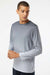 Paragon 225 Mens Barbados Performance Moisture Wicking Pin Dot Long Sleeve Crewneck T-Shirt Black/Light Charcoal Grey Model Side