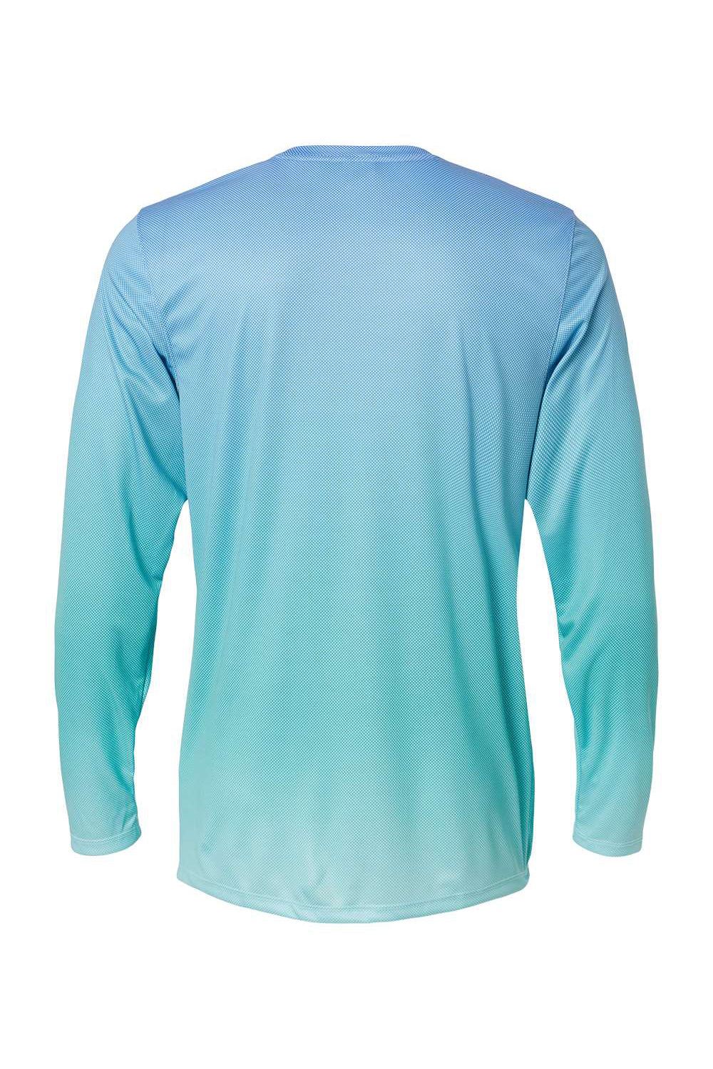 Paragon 225 Mens Barbados Performance Moisture Wicking Pin Dot Long Sleeve Crewneck T-Shirt Blue Mist/Light Teal Blue Flat Back
