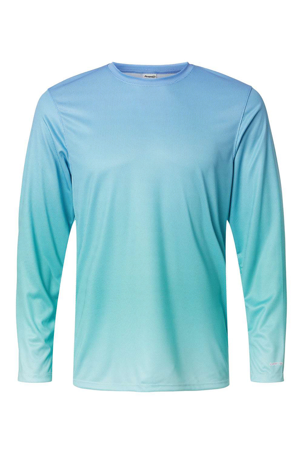 Paragon 225 Mens Barbados Performance Moisture Wicking Pin Dot Long Sleeve Crewneck T-Shirt Blue Mist/Light Teal Blue Flat Front