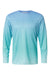 Paragon 225 Mens Barbados Performance Moisture Wicking Pin Dot Long Sleeve Crewneck T-Shirt Blue Mist/Light Teal Blue Flat Front