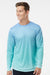 Paragon 225 Mens Barbados Performance Moisture Wicking Pin Dot Long Sleeve Crewneck T-Shirt Blue Mist/Light Teal Blue Model Front