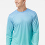 Paragon Mens Barbados Performance Moisture Wicking Pin Dot Long Sleeve Crewneck T-Shirt - Blue Mist/Light Teal Blue