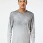 Paragon Mens Montauk Oceanic Fade Performance Moisture Wicking Long Sleeve Crewneck T-Shirt - Aluminum Grey - NEW
