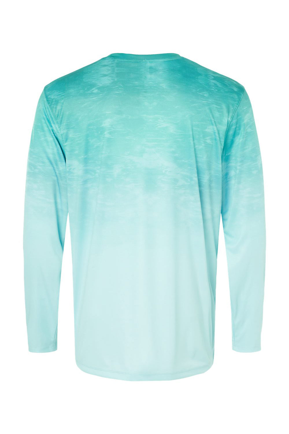 Paragon 229 Mens Montauk Oceanic Fade Performance Long Sleeve Crewneck T-Shirt Aqua Blue Fade Flat Back