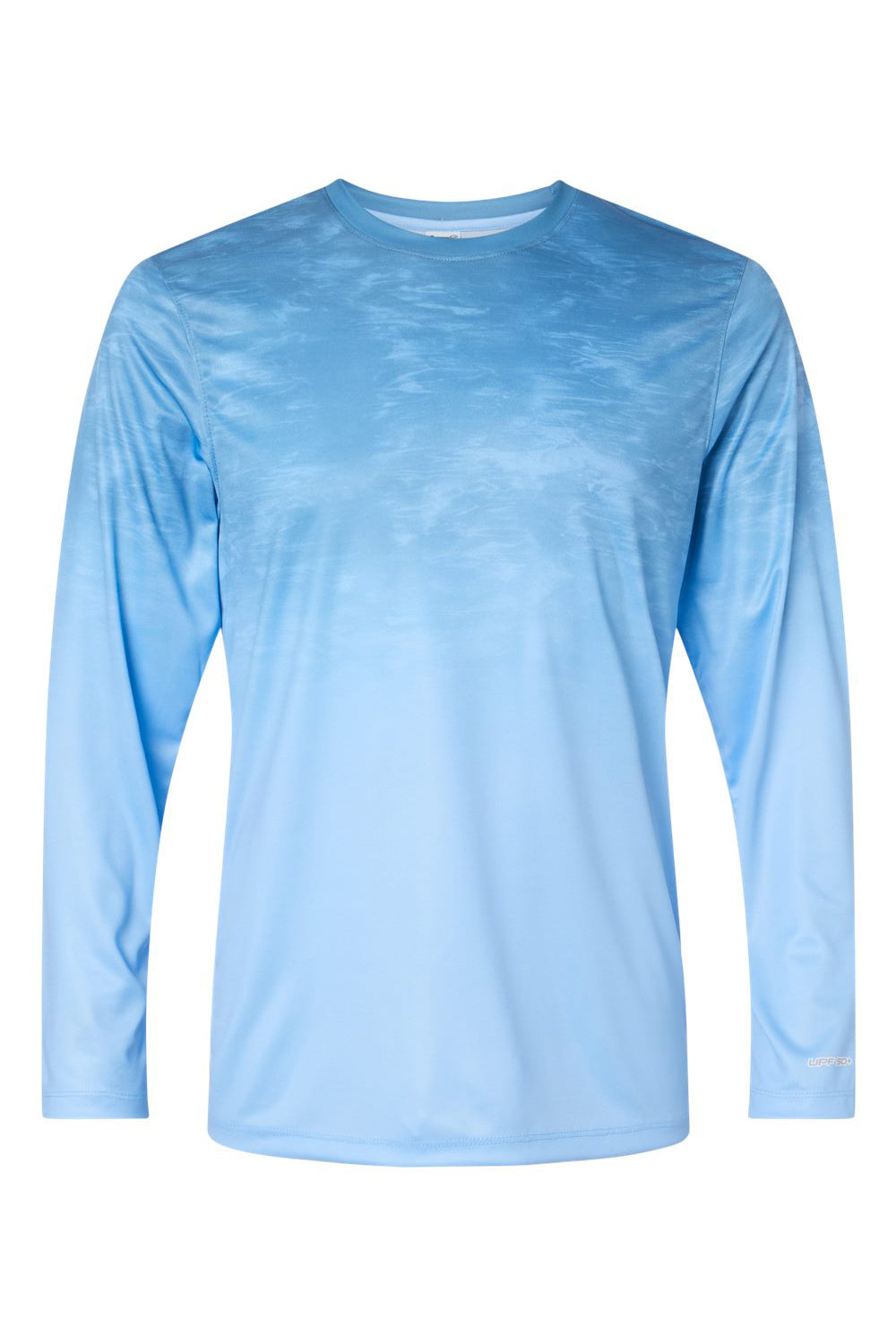 Paragon 229 Mens Montauk Oceanic Fade Performance Long Sleeve Crewneck T-Shirt Blue Mist Fade Flat Front