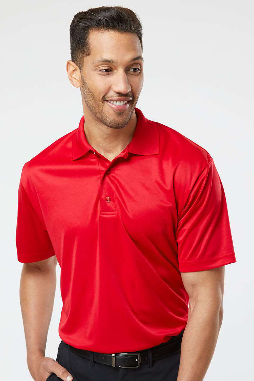 Paragon 500 Mens Sebring Performance Moisture Wicking Short Sleeve Polo Shirt Deep Red Model Front