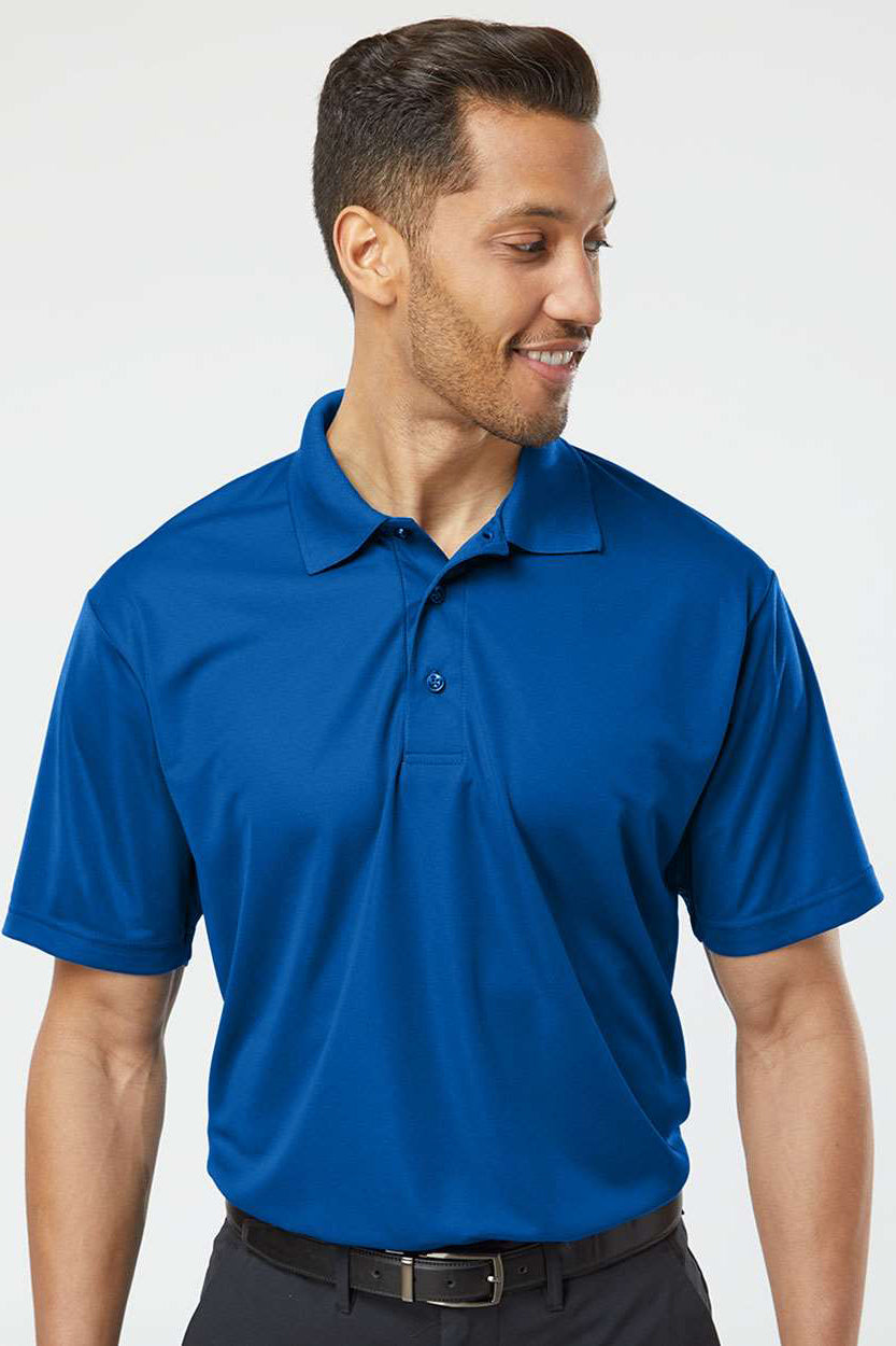 Paragon 500 Mens Sebring Performance Moisture Wicking Short Sleeve Polo Shirt Deep Royal Blue Model Front