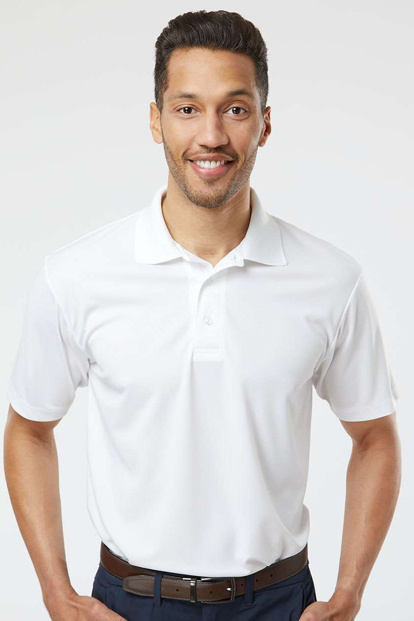 Paragon 500 Mens Sebring Performance Moisture Wicking Short Sleeve Polo Shirt White Model Front
