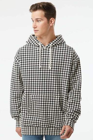 Independent Trading Company IND4000 Mens Hooded Sweatshirt Hoodie w/ Pouch Pocket Houndstooth Model Front