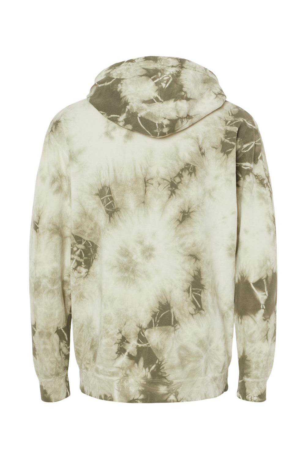 Independent Trading Company PRM4500TD Mens Tie-Dye Hooded Sweatshirt Hoodie w/ Pouch Pocket Olive Green Flat Back