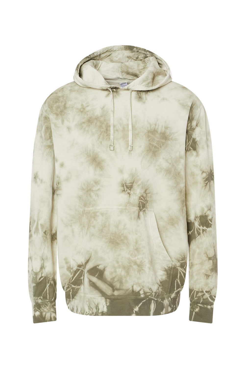 Independent Trading Co. PRM4500TD Mens Tie-Dye Hooded Sweatshirt Hoodie Olive Green Flat Front