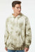 Independent Trading Company PRM4500TD Mens Tie-Dye Hooded Sweatshirt Hoodie w/ Pouch Pocket Olive Green Model Front