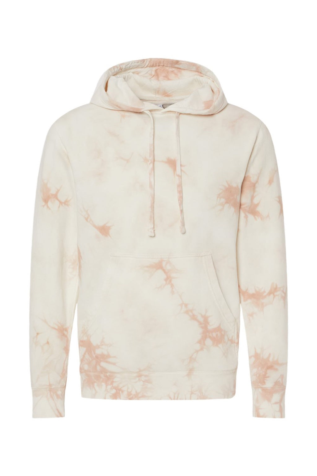 Independent Trading Company PRM4500TD Mens Tie-Dye Hooded Sweatshirt Hoodie w/ Pouch Pocket Dusty Pink Flat Front