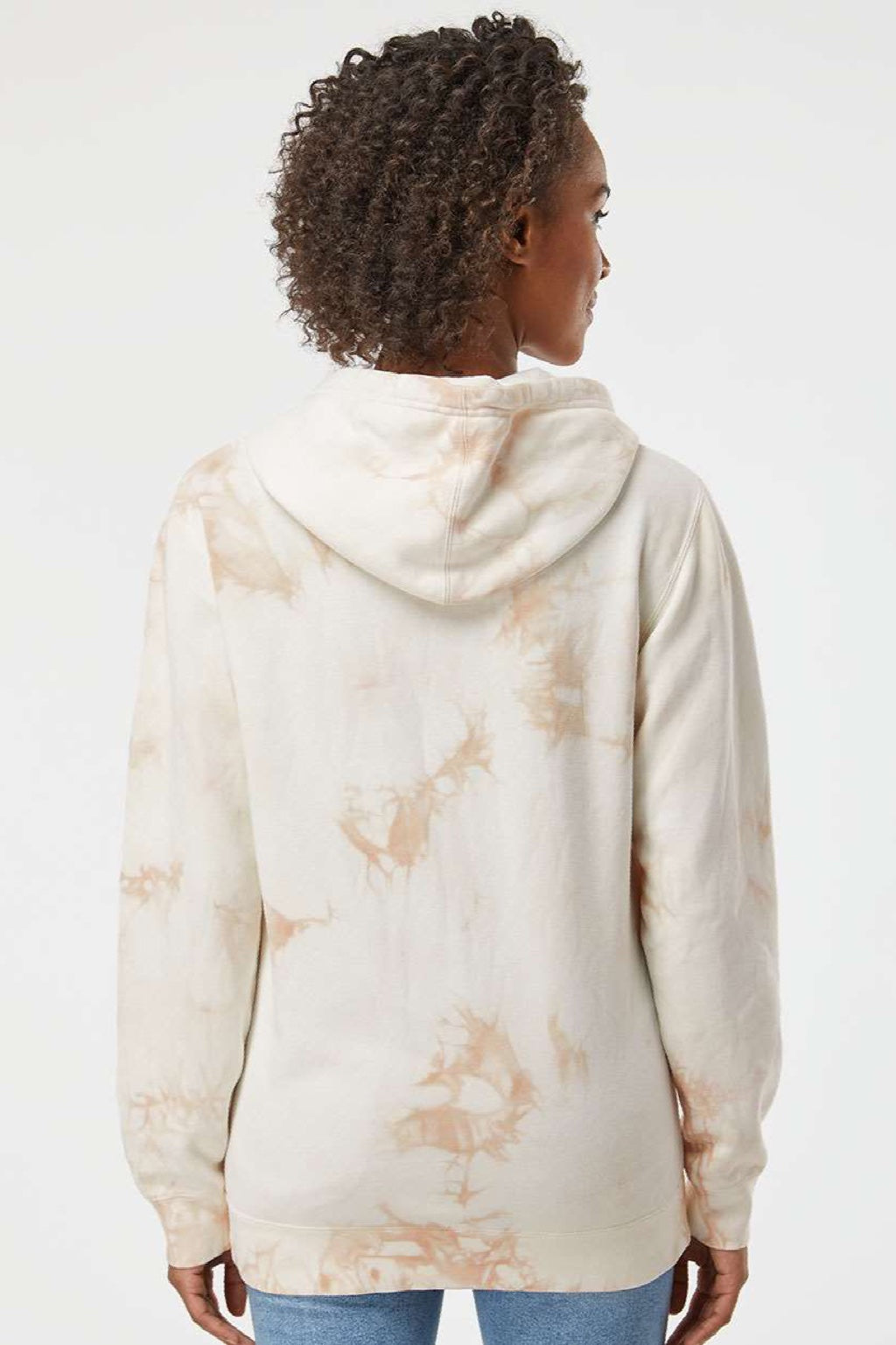 Independent Trading Company PRM4500TD Mens Tie-Dye Hooded Sweatshirt Hoodie w/ Pouch Pocket Dusty Pink Model Back