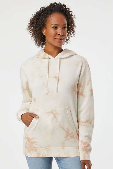 Independent Trading Company PRM4500TD Mens Tie-Dye Hooded Sweatshirt Hoodie w/ Pouch Pocket Dusty Pink Model Front