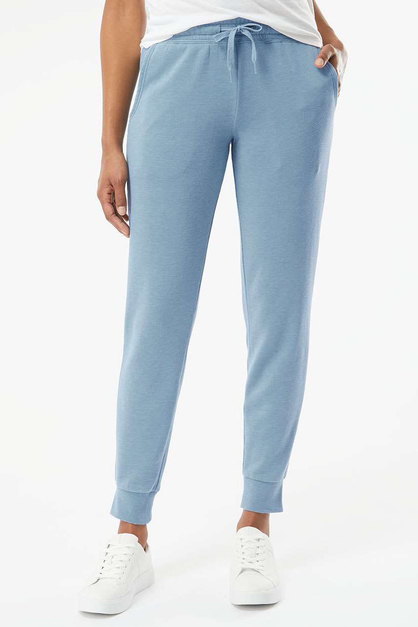 Independent Trading Company PRM20PNT Womens California Wave Wash Sweatpants w/ Pockets Misty Blue Model Front