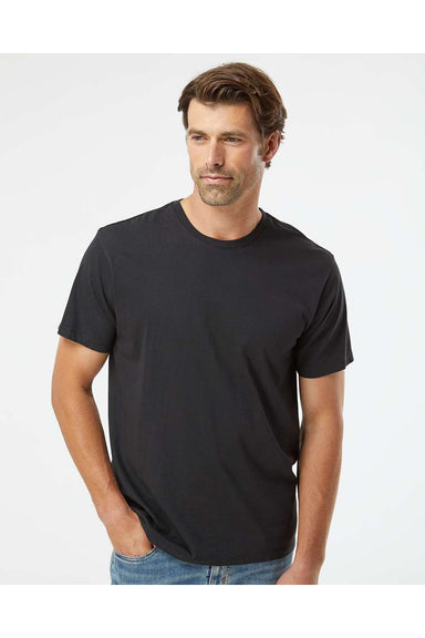 SoftShirts 400 Mens Organic Short Sleeve Crewneck T-Shirt Black Model Front