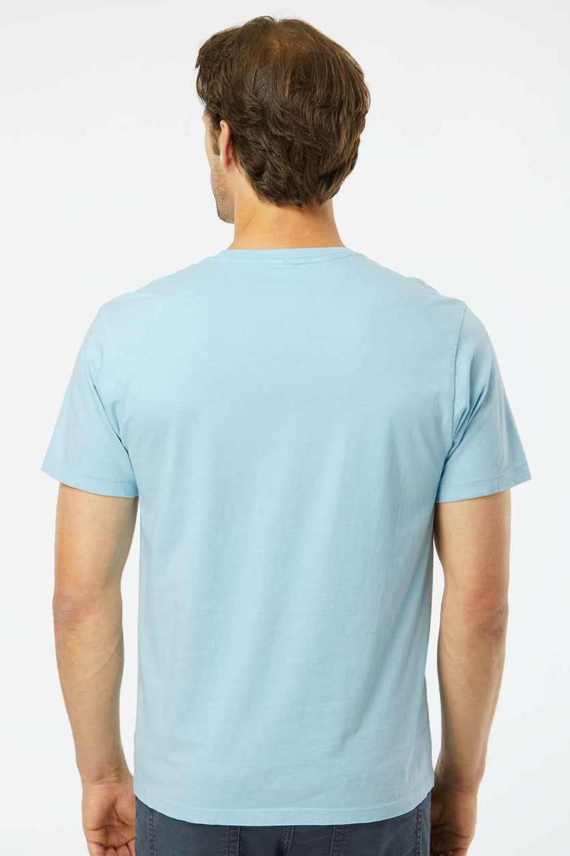 SoftShirts 400 Mens Organic Short Sleeve Crewneck T-Shirt Chambray Blue Model Back