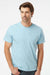 SoftShirts 400 Mens Organic Short Sleeve Crewneck T-Shirt Chambray Blue Model Front