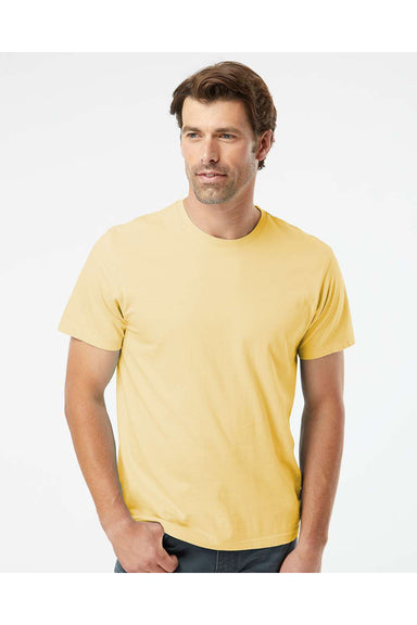 SoftShirts 400 Mens Organic Short Sleeve Crewneck T-Shirt Wheat Yellow Model Front