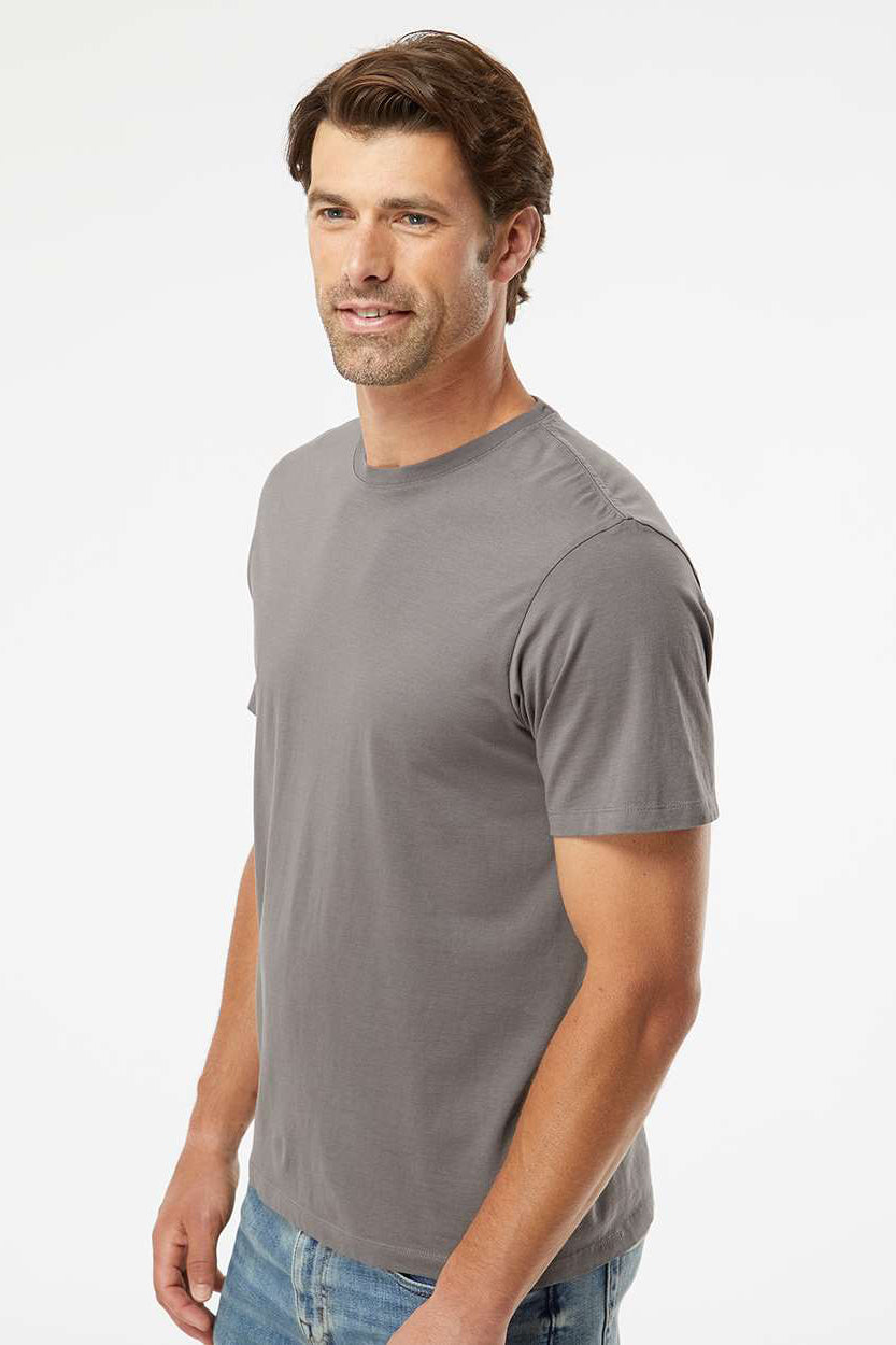 SoftShirts 400 Mens Organic Short Sleeve Crewneck T-Shirt Graphite Grey Model Side
