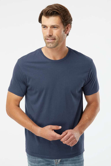 SoftShirts 400 Mens Organic Short Sleeve Crewneck T-Shirt Navy Blue Model Front