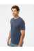 SoftShirts 400 Mens Organic Short Sleeve Crewneck T-Shirt Navy Blue Model Side