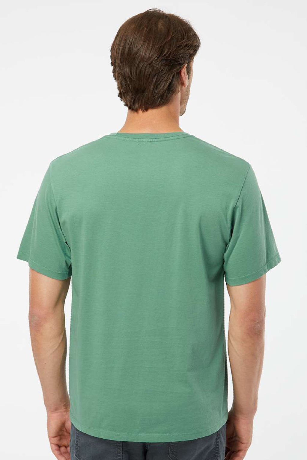 SoftShirts 400 Mens Organic Short Sleeve Crewneck T-Shirt Pine Green Model Back