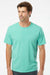SoftShirts 400 Mens Organic Short Sleeve Crewneck T-Shirt Seafoam Green Model Front