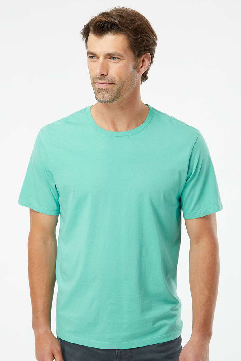 SoftShirts 400 Mens Organic Short Sleeve Crewneck T-Shirt Seafoam Green Model Front