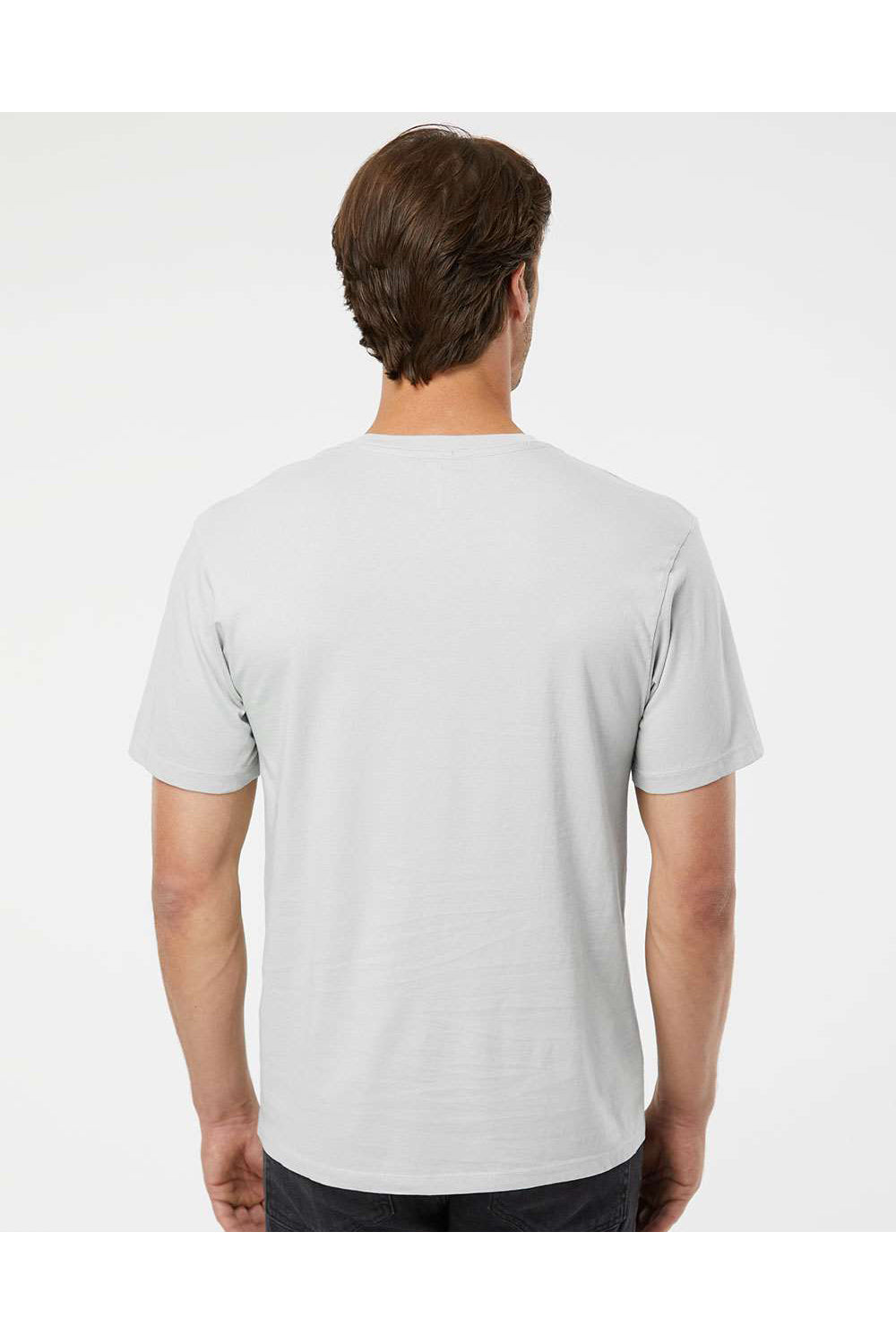 SoftShirts 400 Mens Organic Short Sleeve Crewneck T-Shirt Silver Grey Model Back
