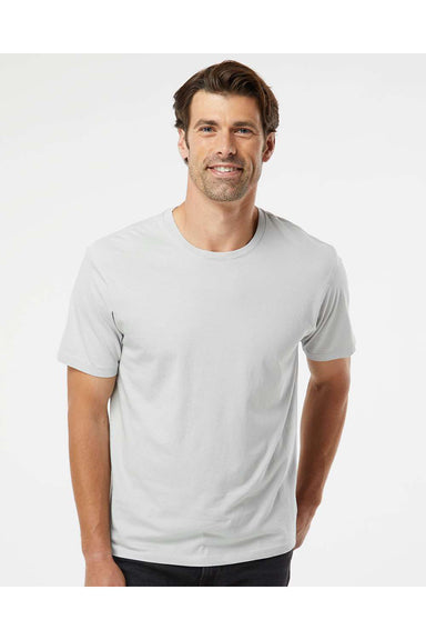 SoftShirts 400 Mens Organic Short Sleeve Crewneck T-Shirt Silver Grey Model Front
